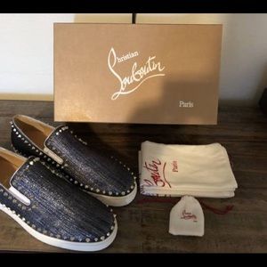 Limited! NEW Christian Louboutin Pik Boat Men’s Flat-Denim